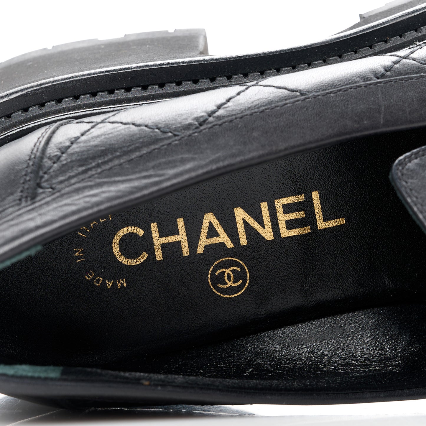 Calfskin Quilted CC Mocassin Loafers 37 Black