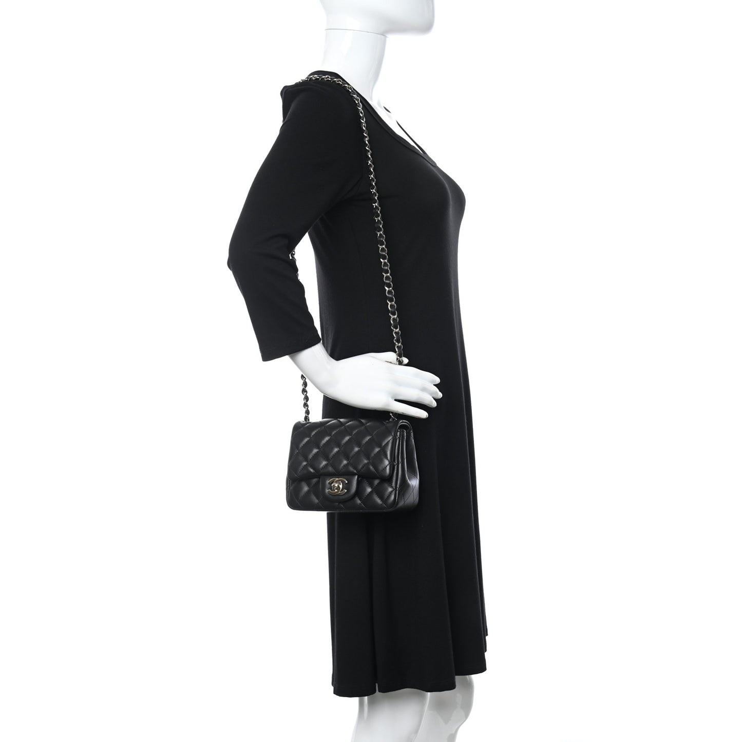 Lambskin Quilted Mini Square Flap Black