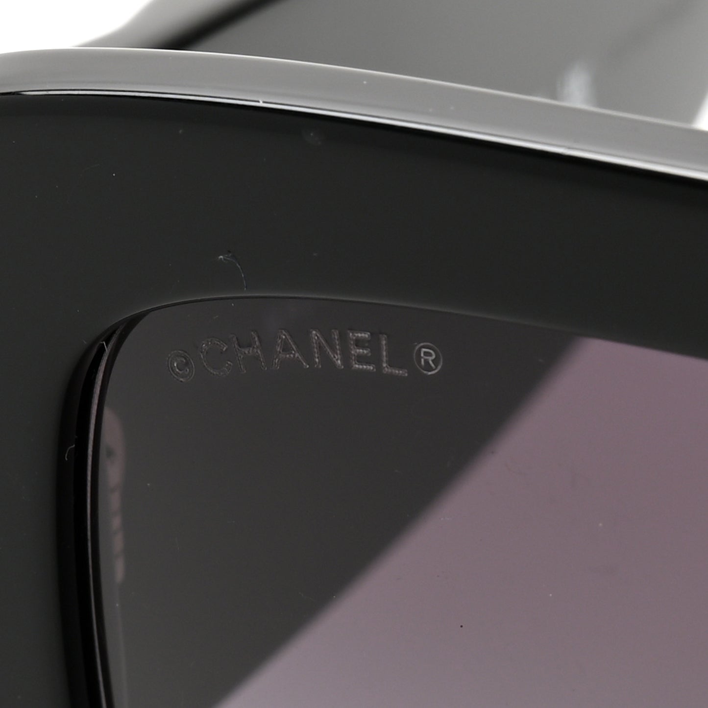 Acetate Quilted CC Rectangle Sunglasses 5483-A Black