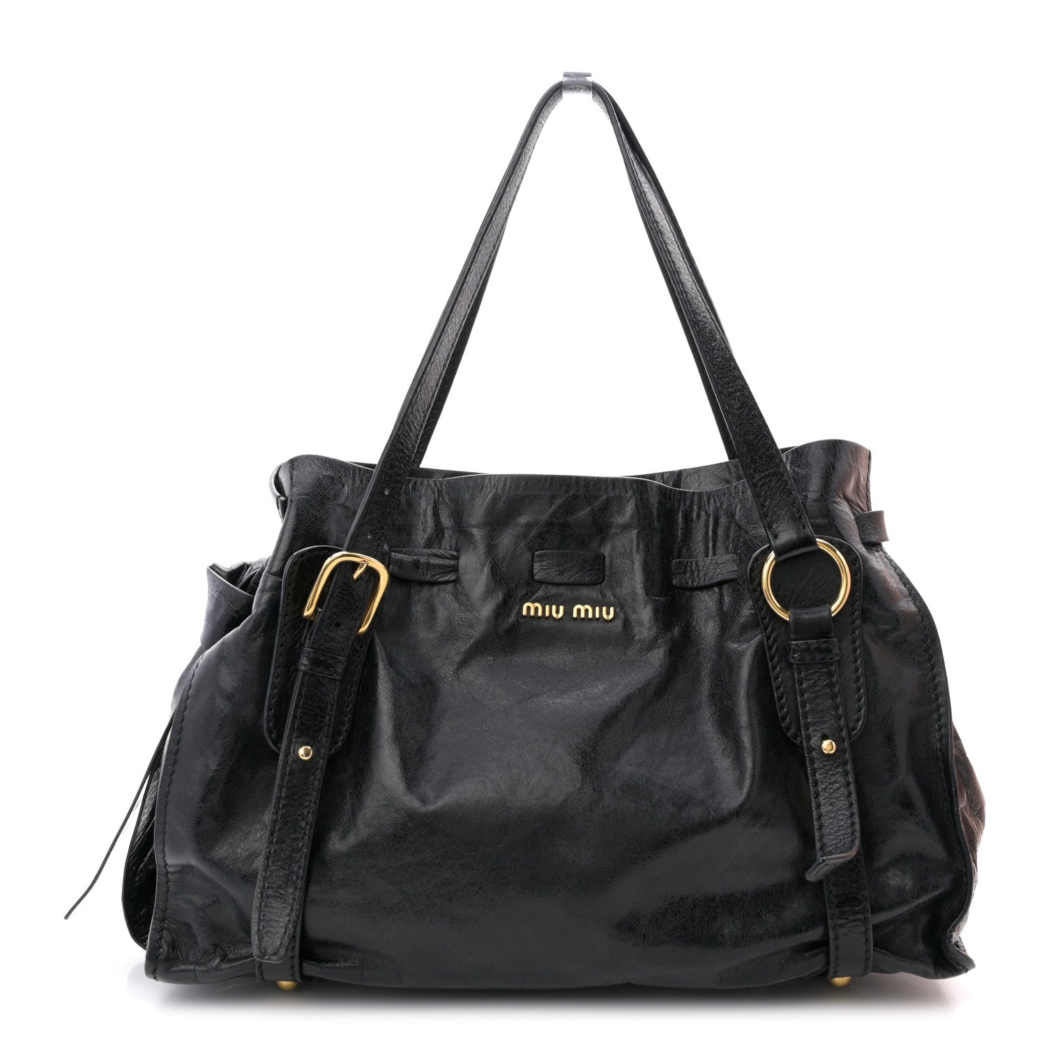 Miu Miu Vitello Lux Peggy Bow Tote Black 1819258 – FASHIONPHILE