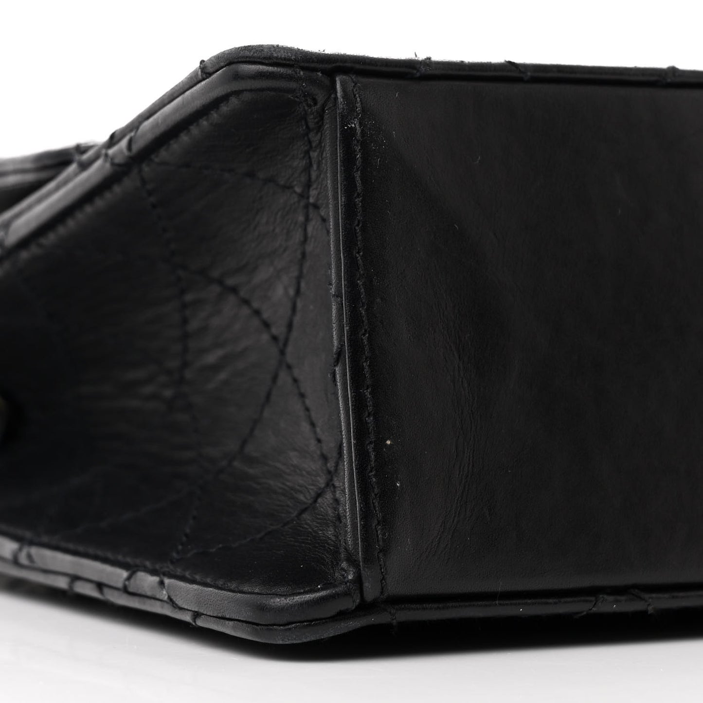 Calfskin Stitched Medium Single Flap Black