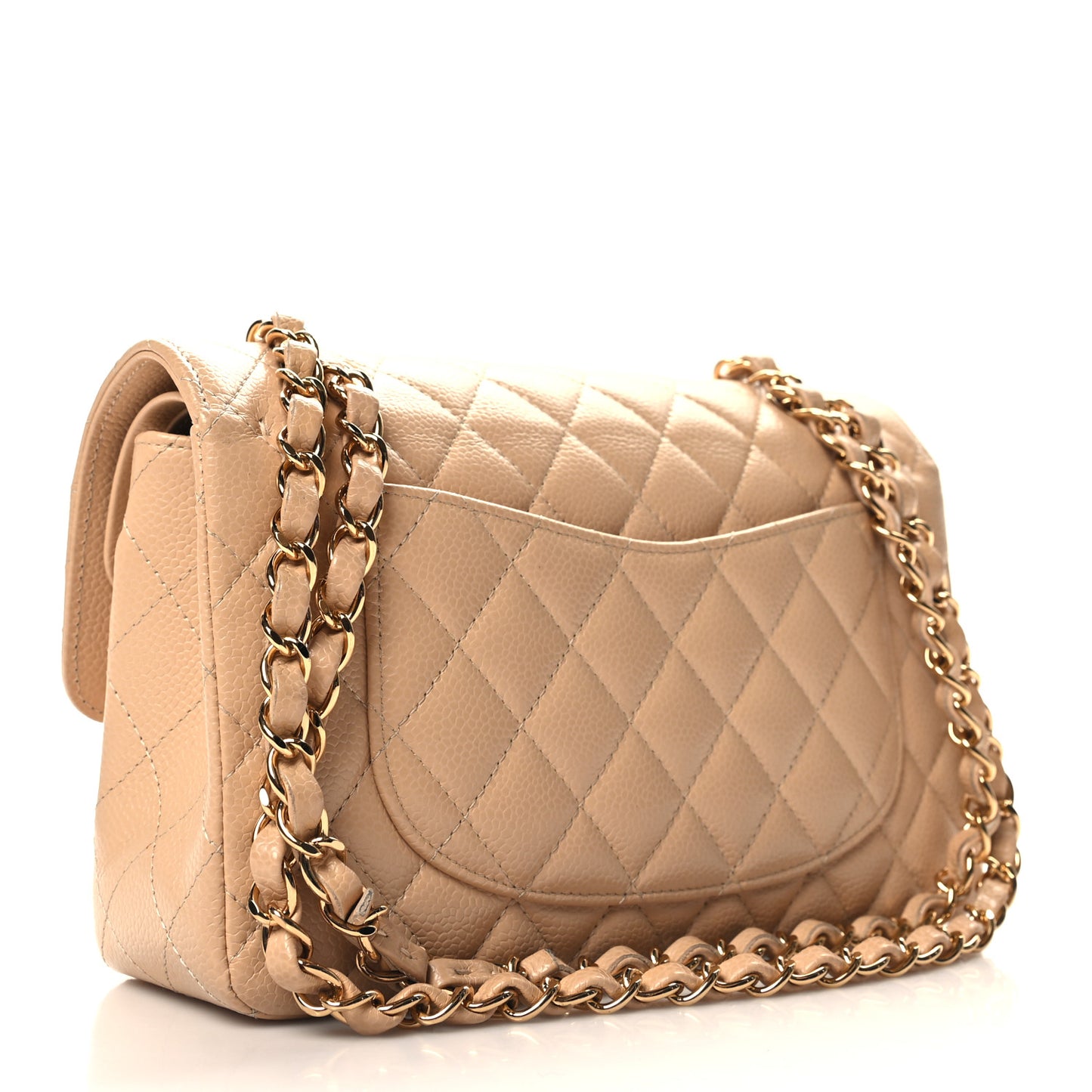 Caviar Quilted Small Double Flap Beige