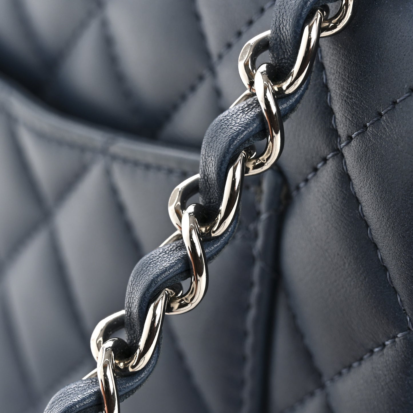 Lambskin Quilted Mini Rectangular Flap Blue