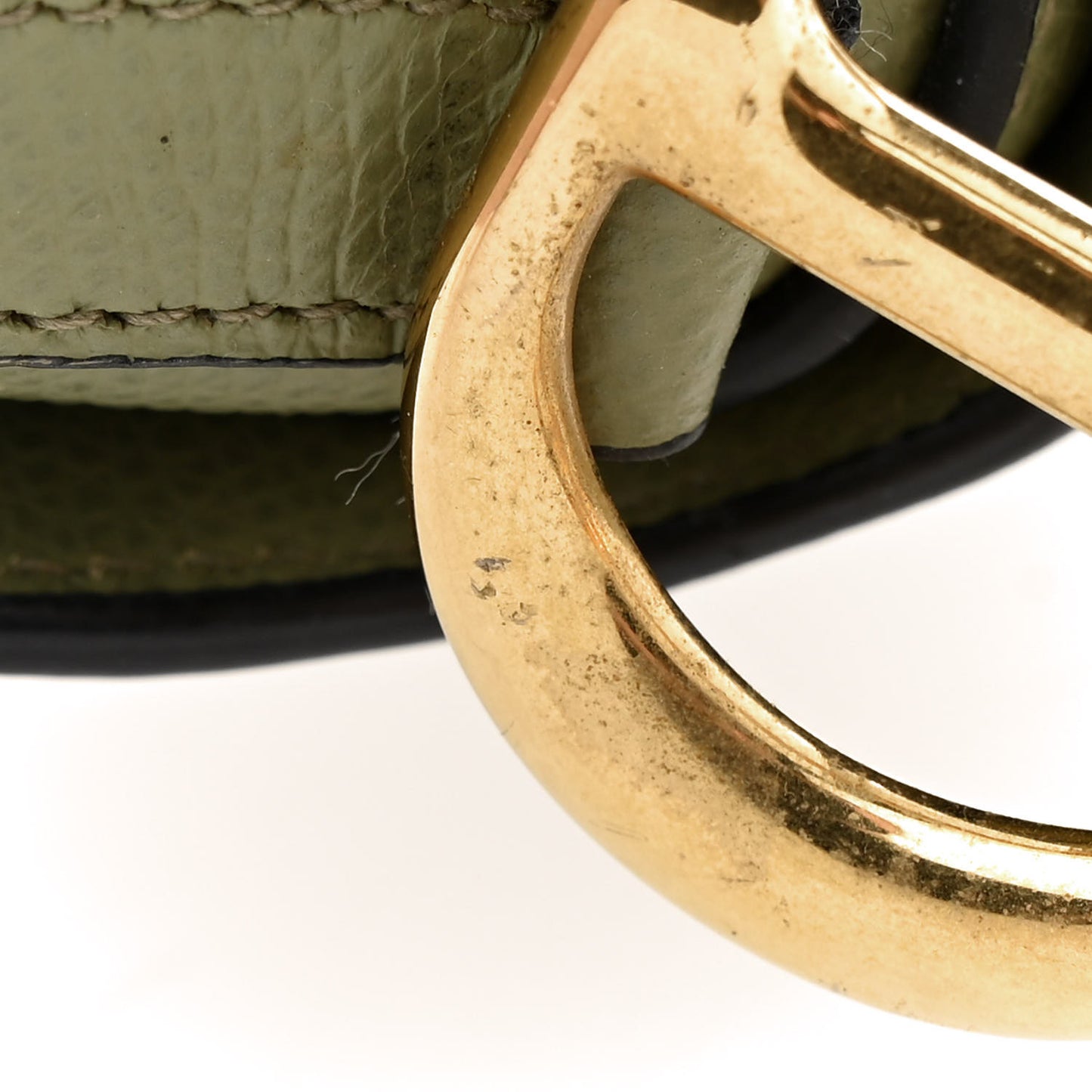 Grained Calfskin Mini Saddle Bag Sage Green