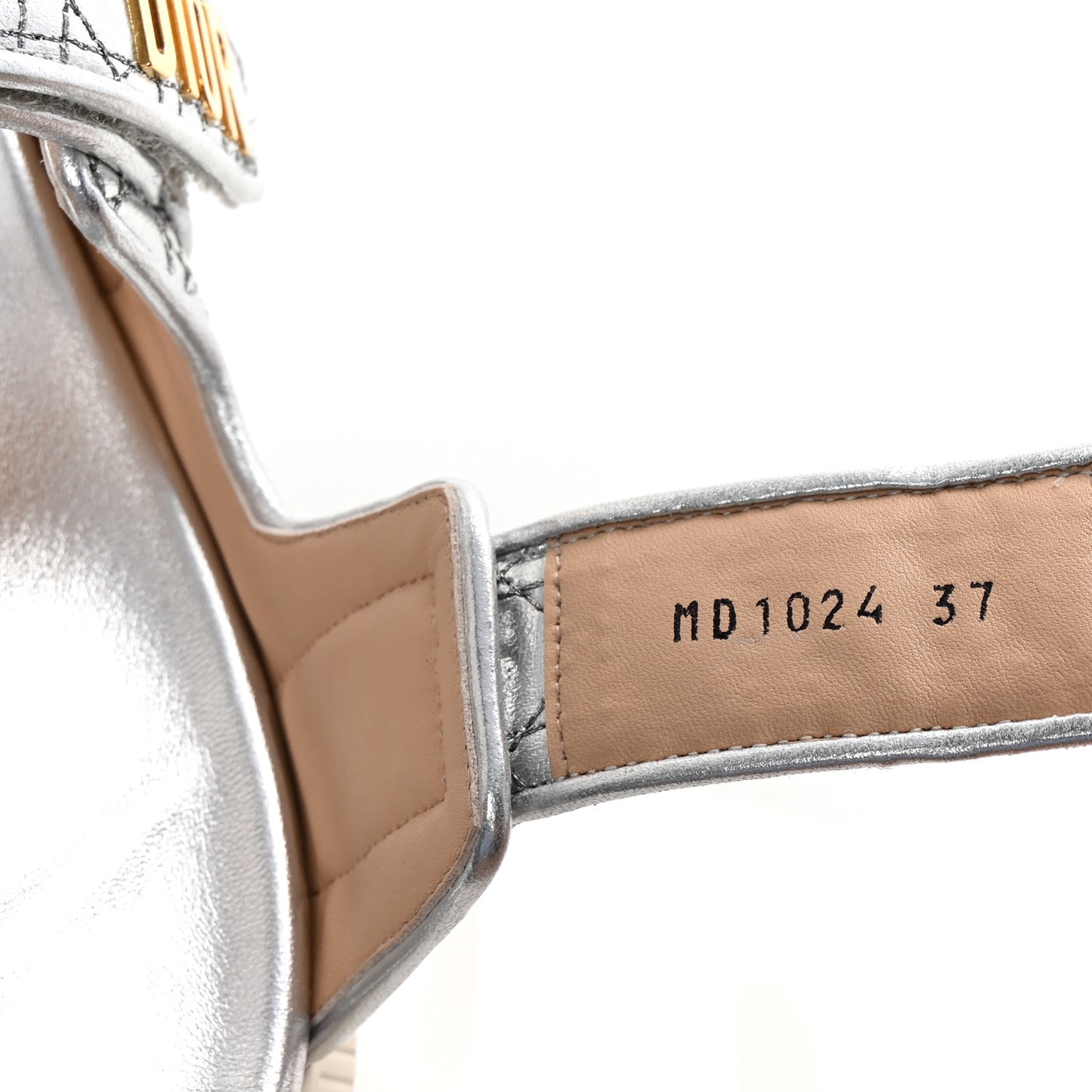 Laminated Sheepskin Cannage Dior Or Dioract Slide Sandals 37 Steel