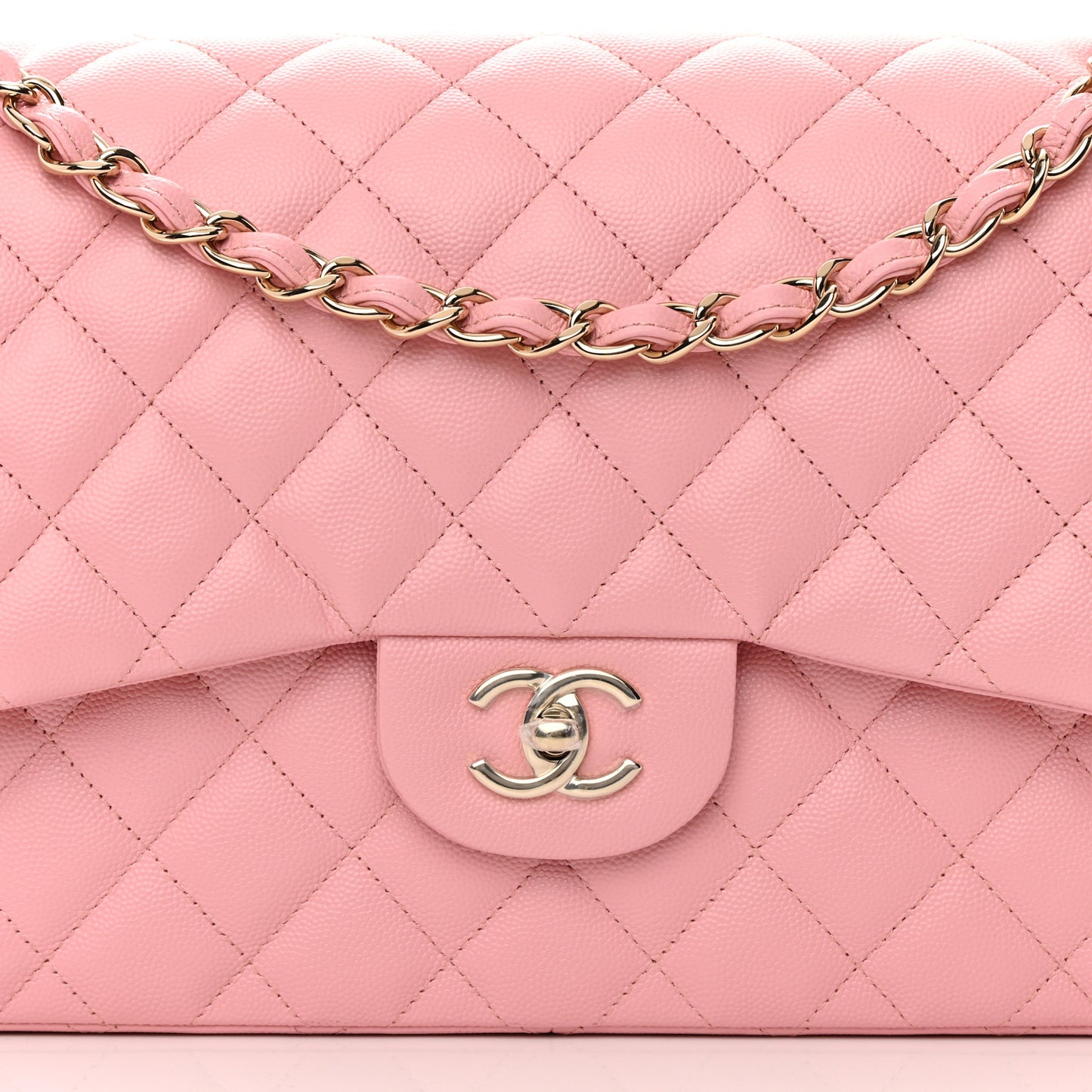 Caviar Quilted Jumbo Double Flap Pink