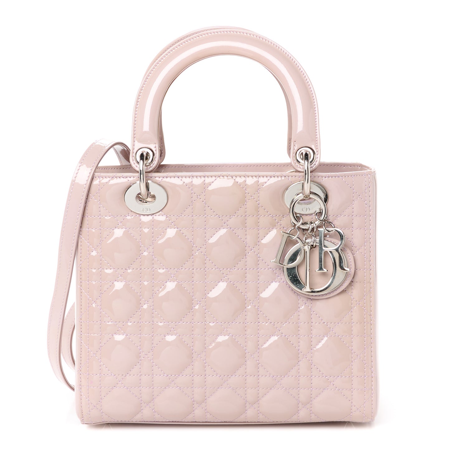 Patent Cannage Medium Lady Dior Light Pink