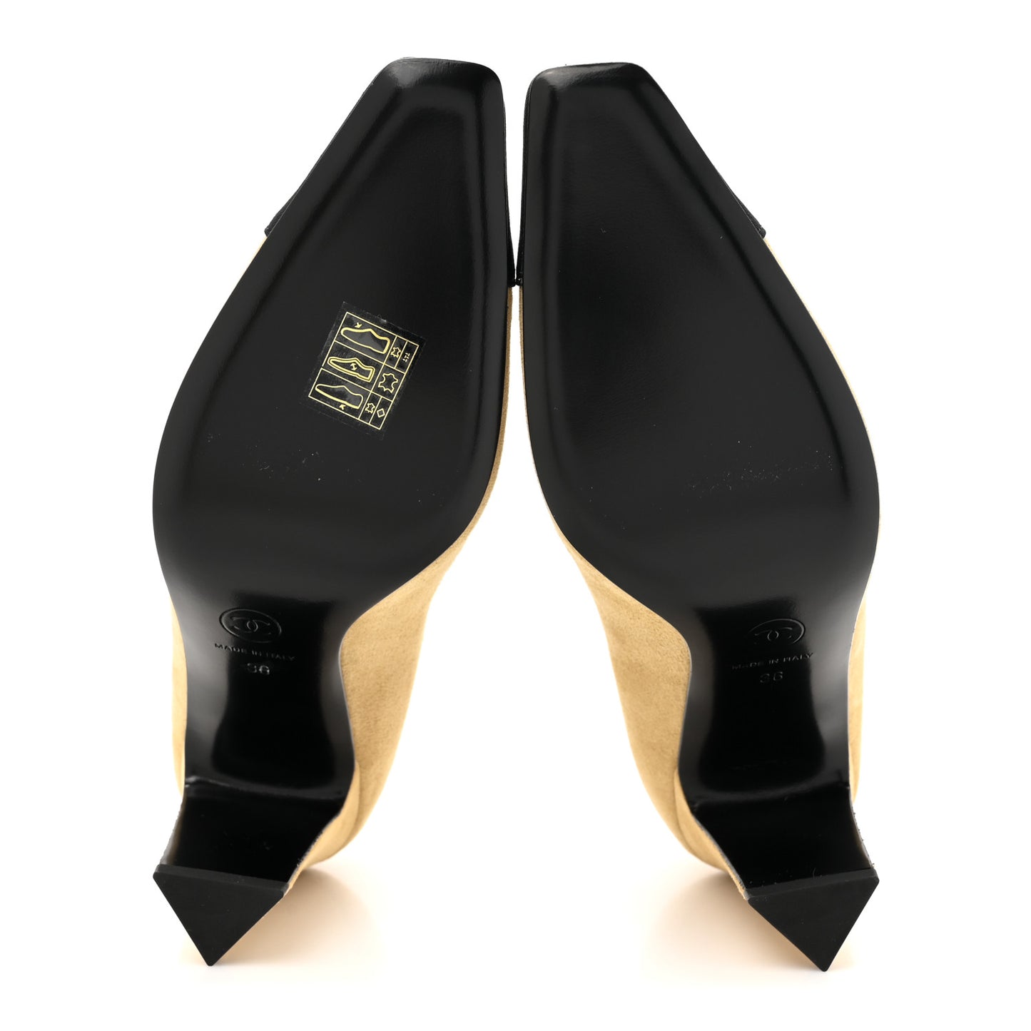 Suede Grosgrain Cap Toe CC Pumps 36 Beige Black