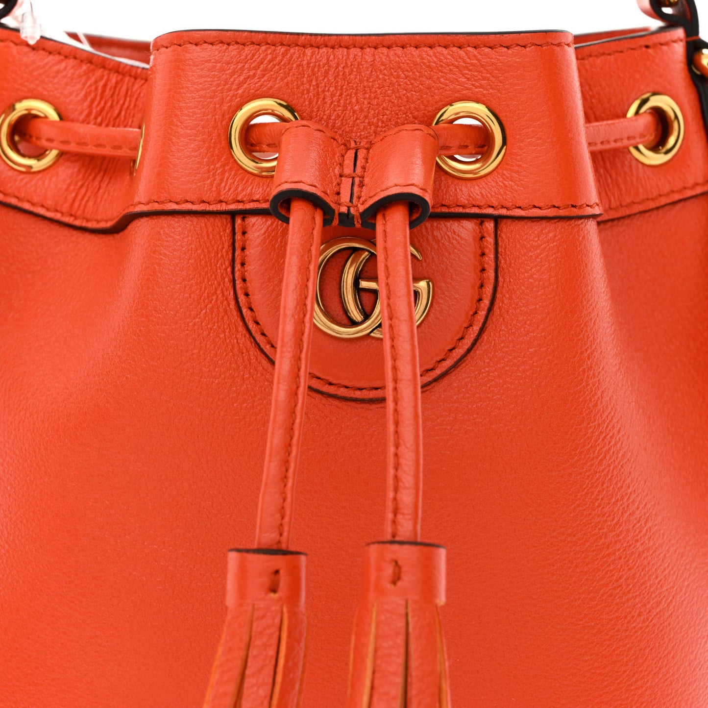 Softy Wonka Textured Dollar Calfskin Mini Diana Bucket Bag Deep Orange Spicy Cyclamin