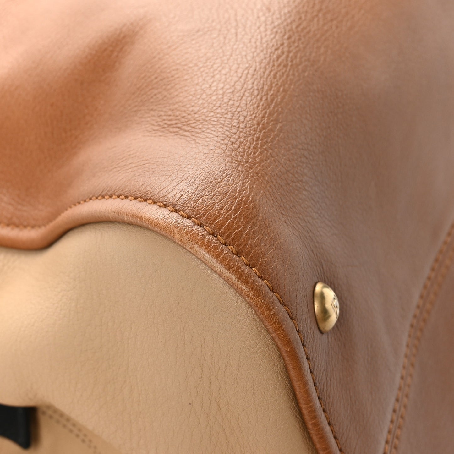Calfskin Large Chameleon Tote Cognac Camel Black