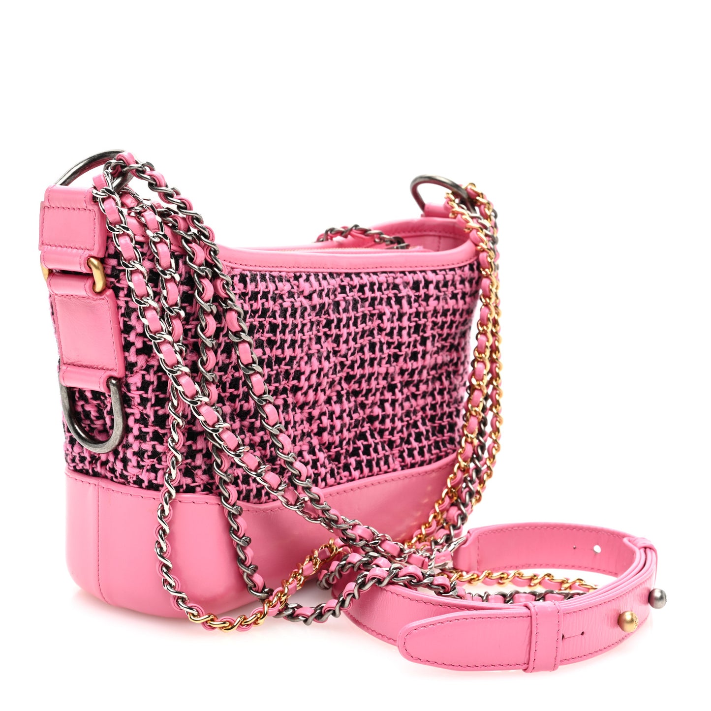 Tweed Calfskin Small Gabrielle Hobo Pink