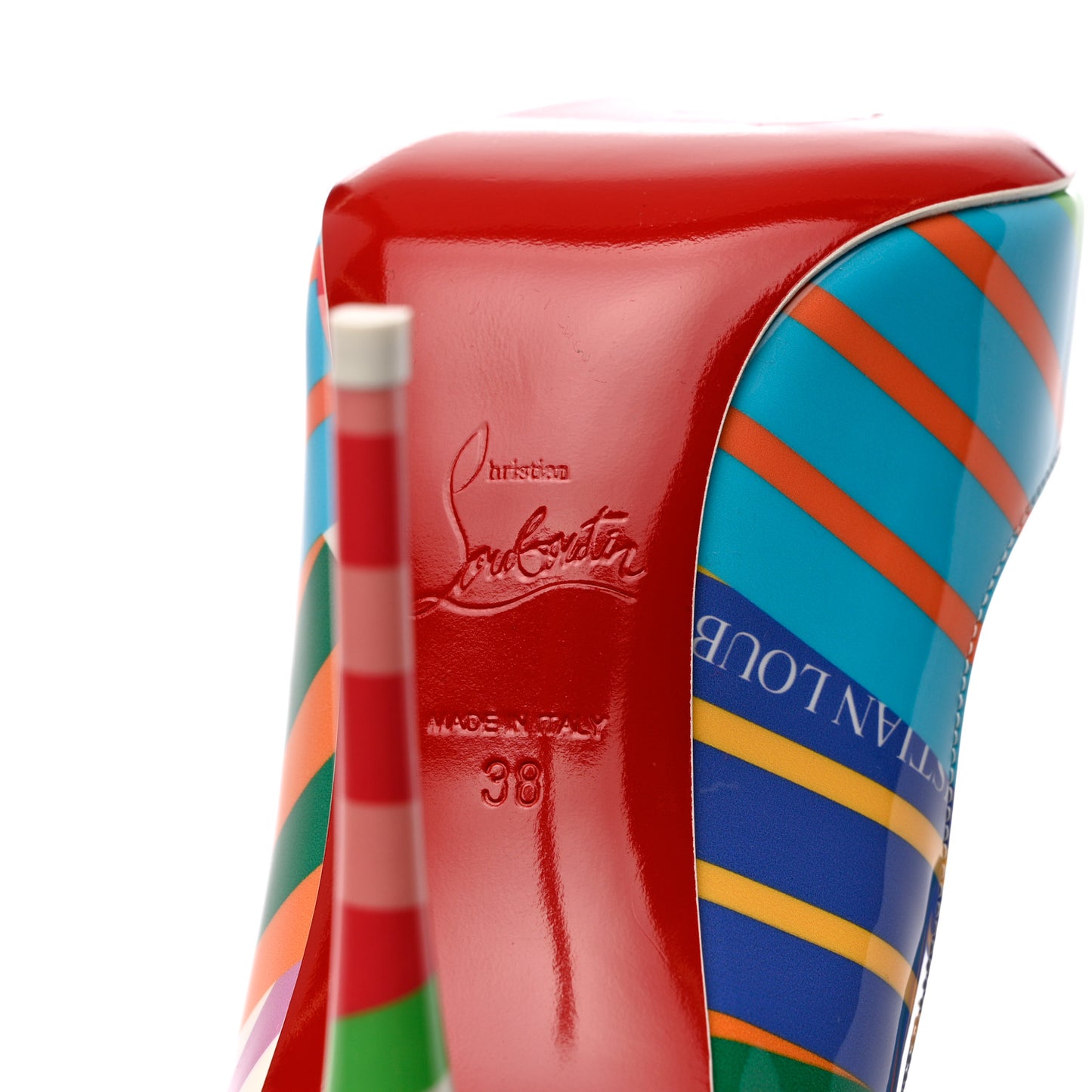 Patent Striped Print Hot Chick 100 Pumps 38 Multicolor
