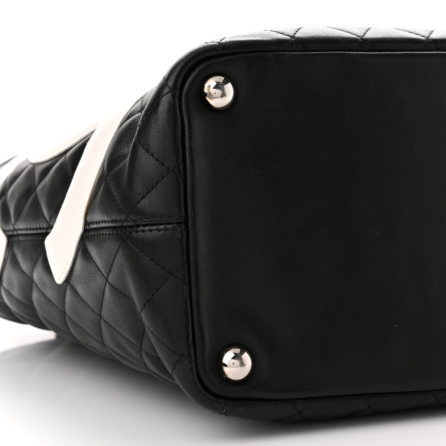 Calfskin Quilted Large Cambon Tote Black White