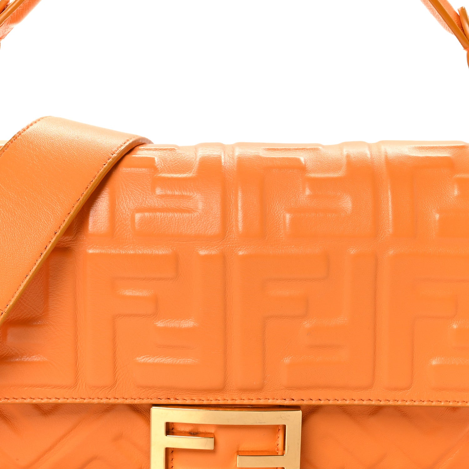 Fendi Nappa FF 1974 Embossed Baguette Clementine 8 of 14