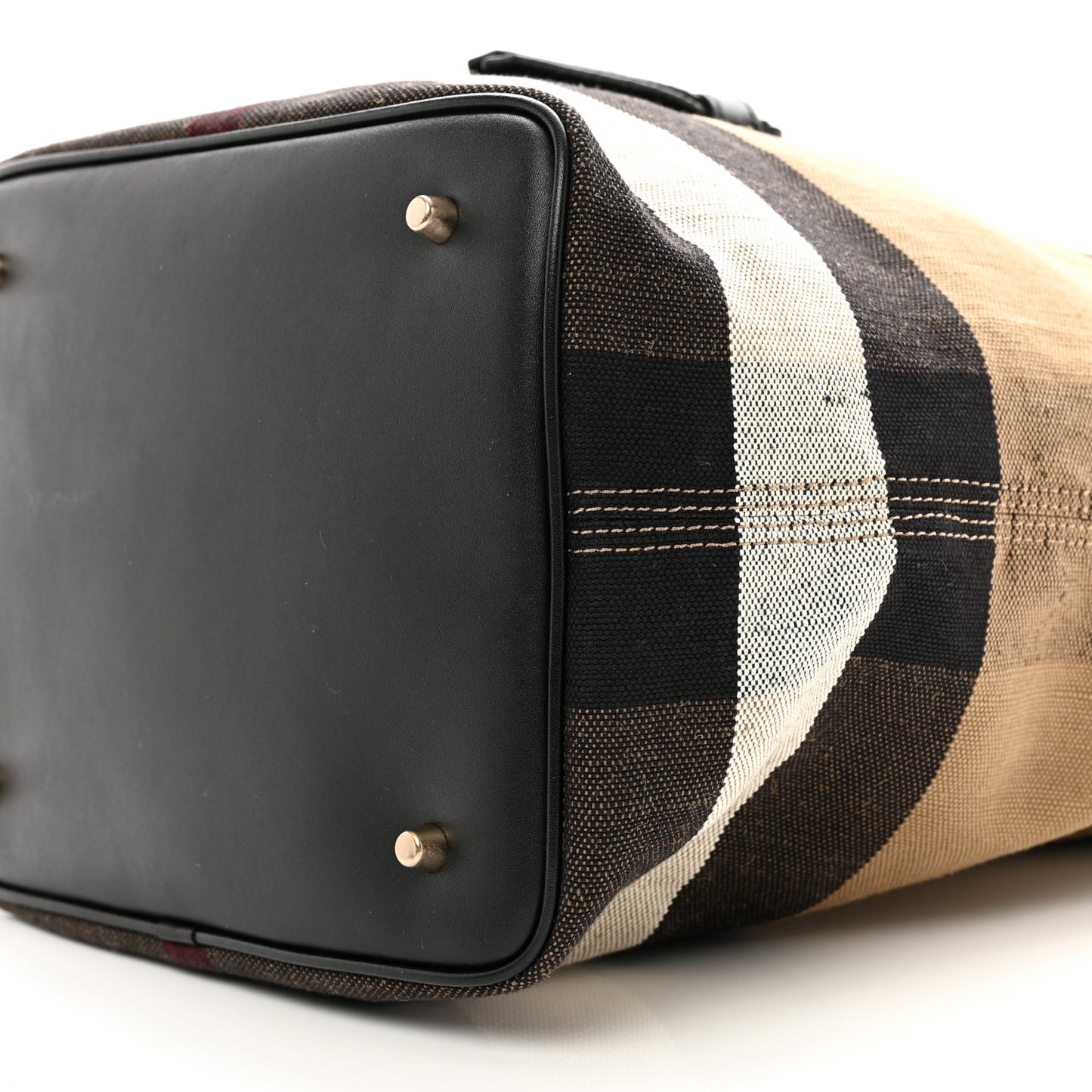 Grainy Calfskin Canvas Mega Check Medium Ashby Tassel Hobo Black