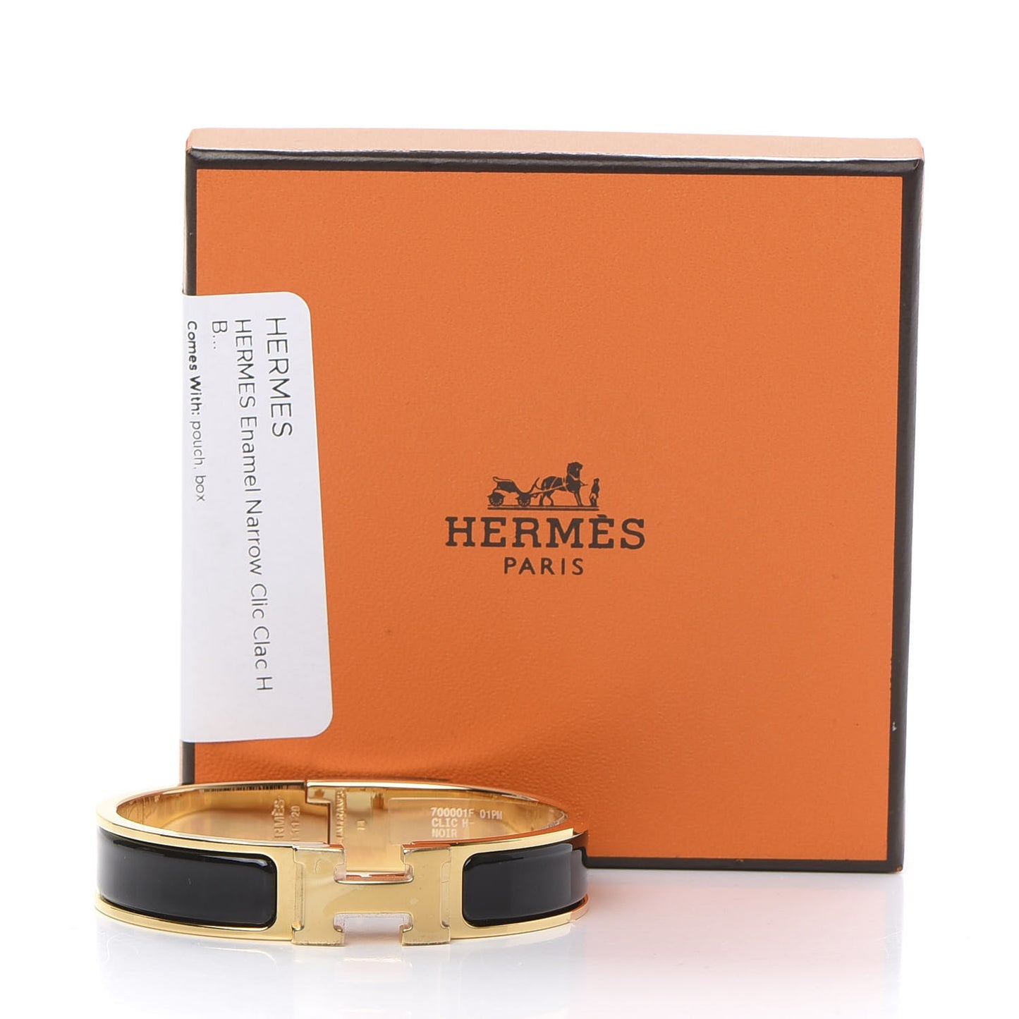 Enamel Narrow Clic Clac H Bracelet PM Black