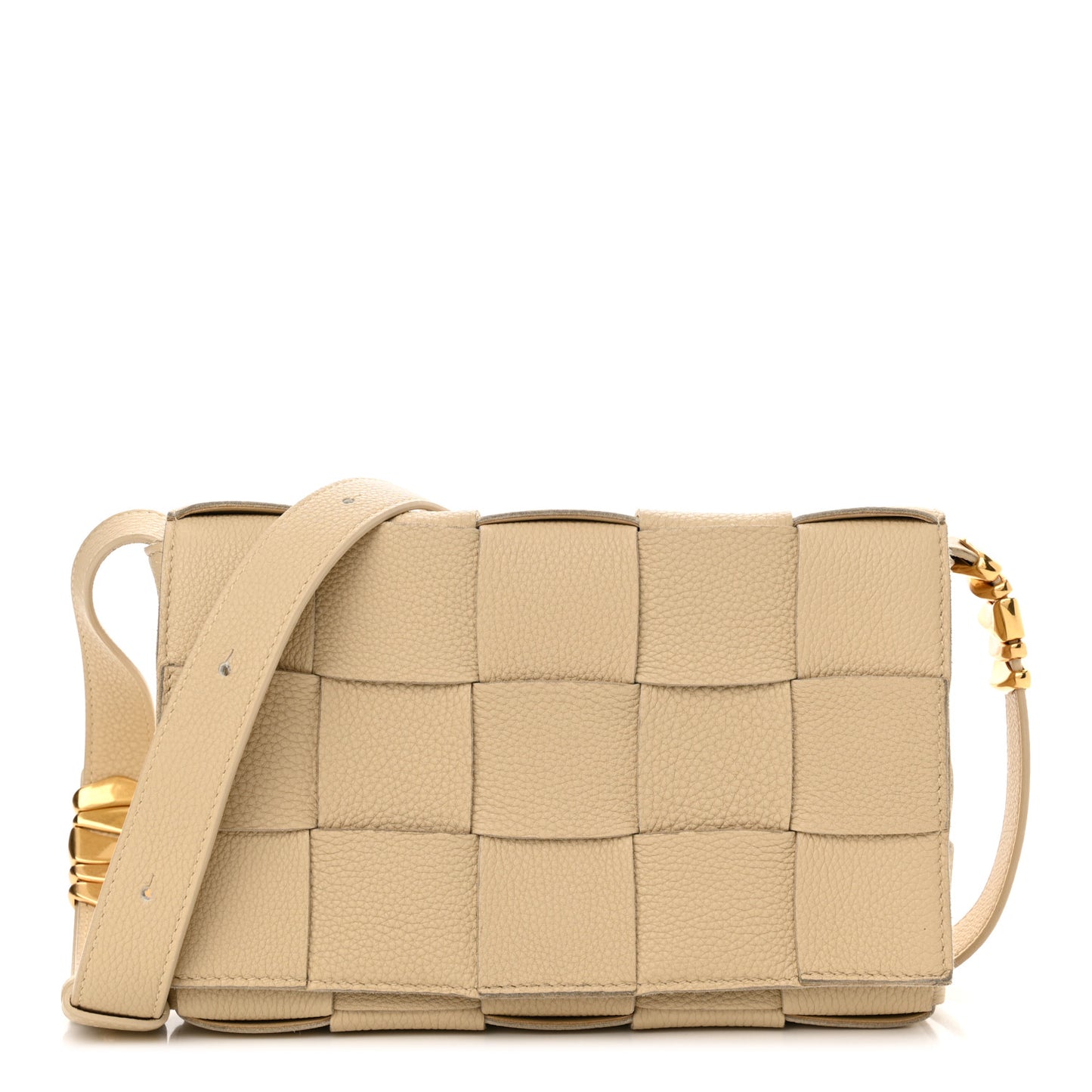 Grained Calfskin Maxi Intrecciato Cassette Crossbody Bag Porridge