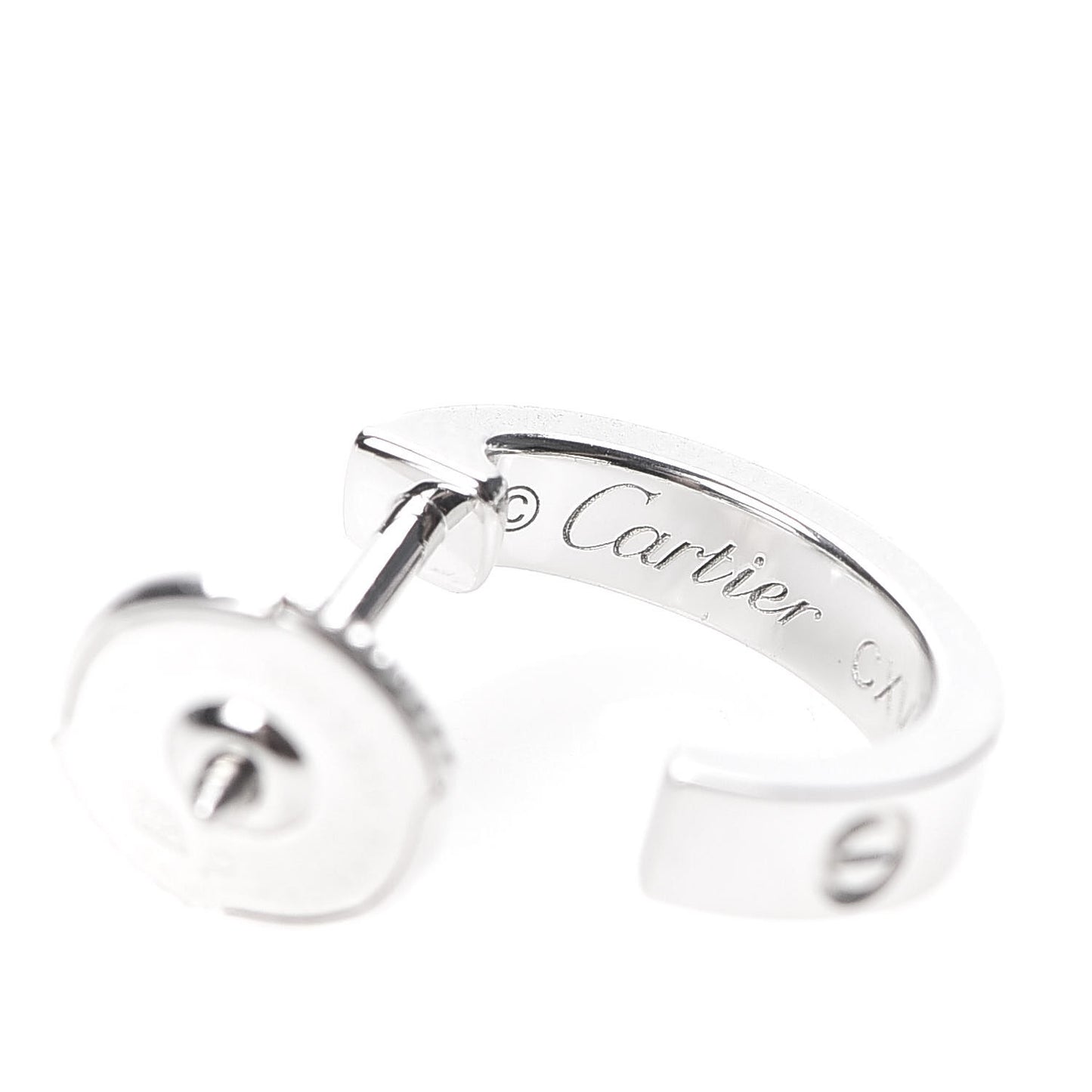 18K White Gold Small LOVE Hoop Earrings