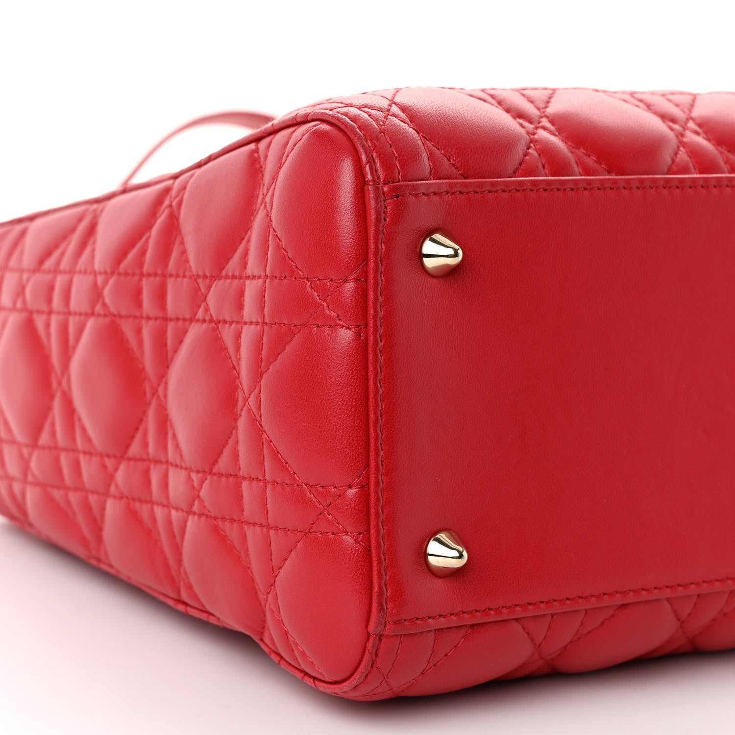 Christian Dior Lambskin Cannage Medium Lady Dior Red 8 of 9