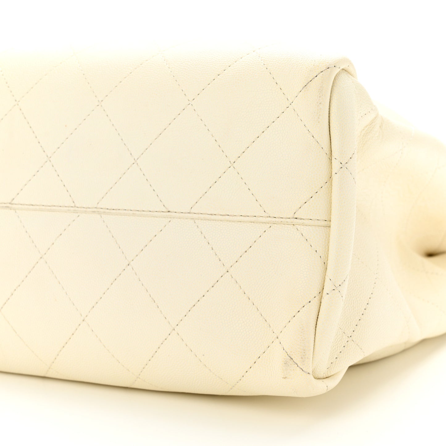 Caviar Stitched Large Shopping Tote White