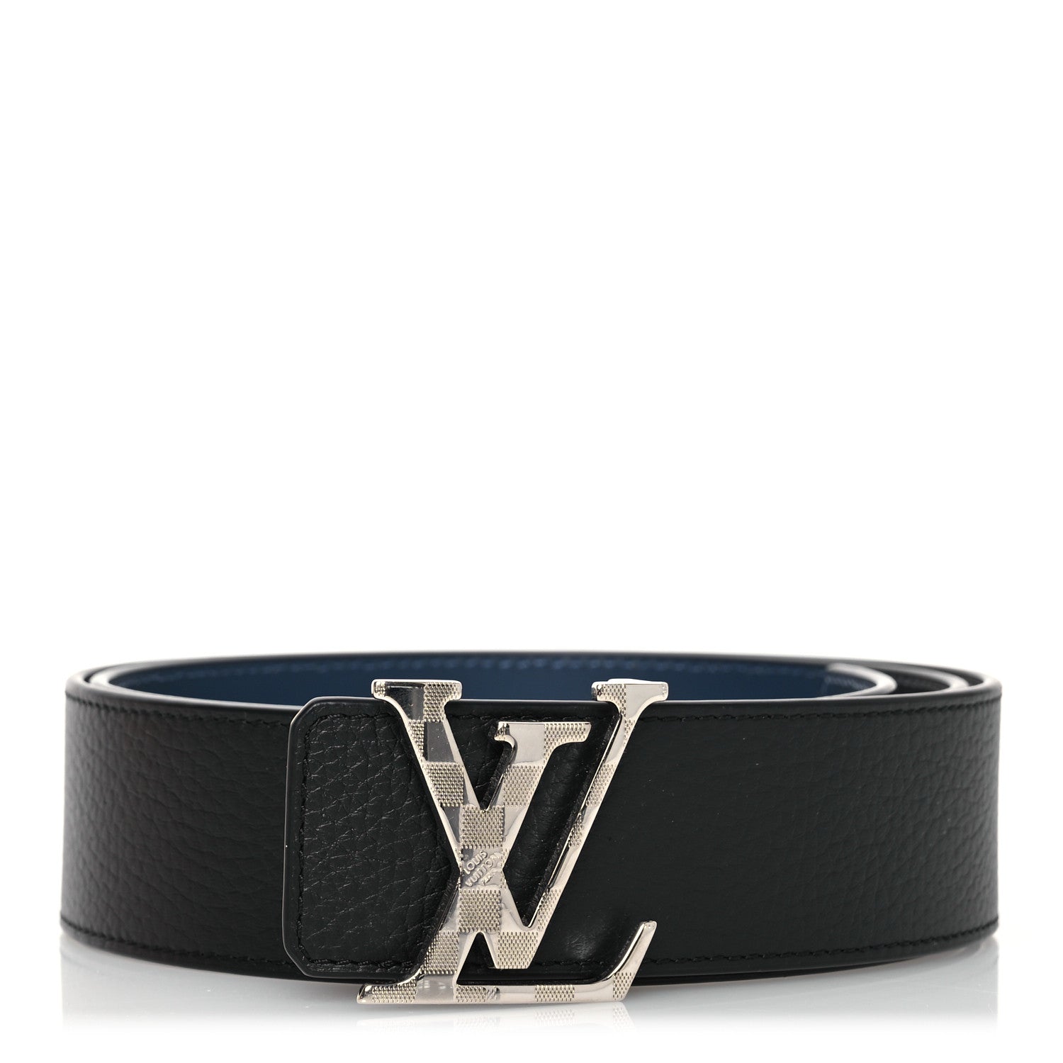 Louis Vuitton Calfskin 40mm Damier LV Reversible Belt 90 36 Black Blue 1 of 9