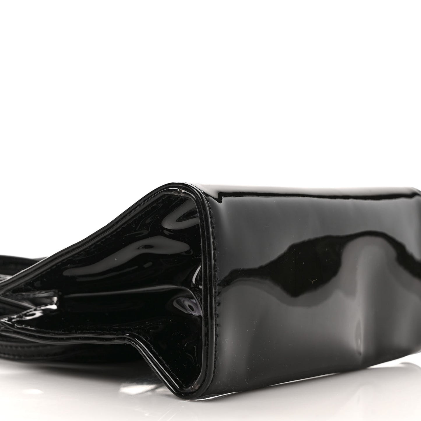Patent Vegan Leather Small Shopping Bag Black