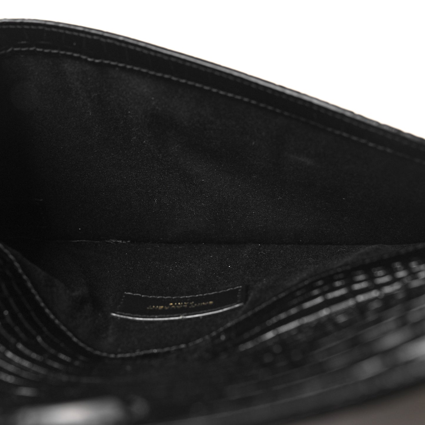 Calfskin Crocodile Embossed Uptown Monogram Pouch Black
