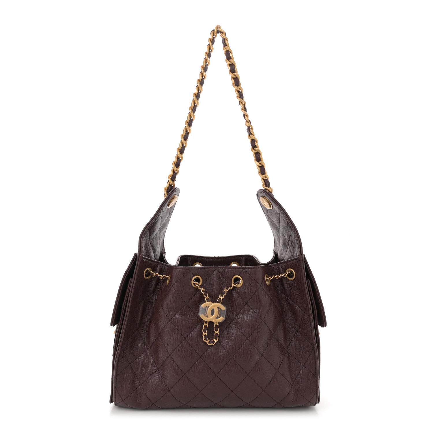 CHANEL ブラウン キルティングショルダーバッグ Chanel Caviar Quilted Small Chanel 25 Handbag Dark Brown 1672777