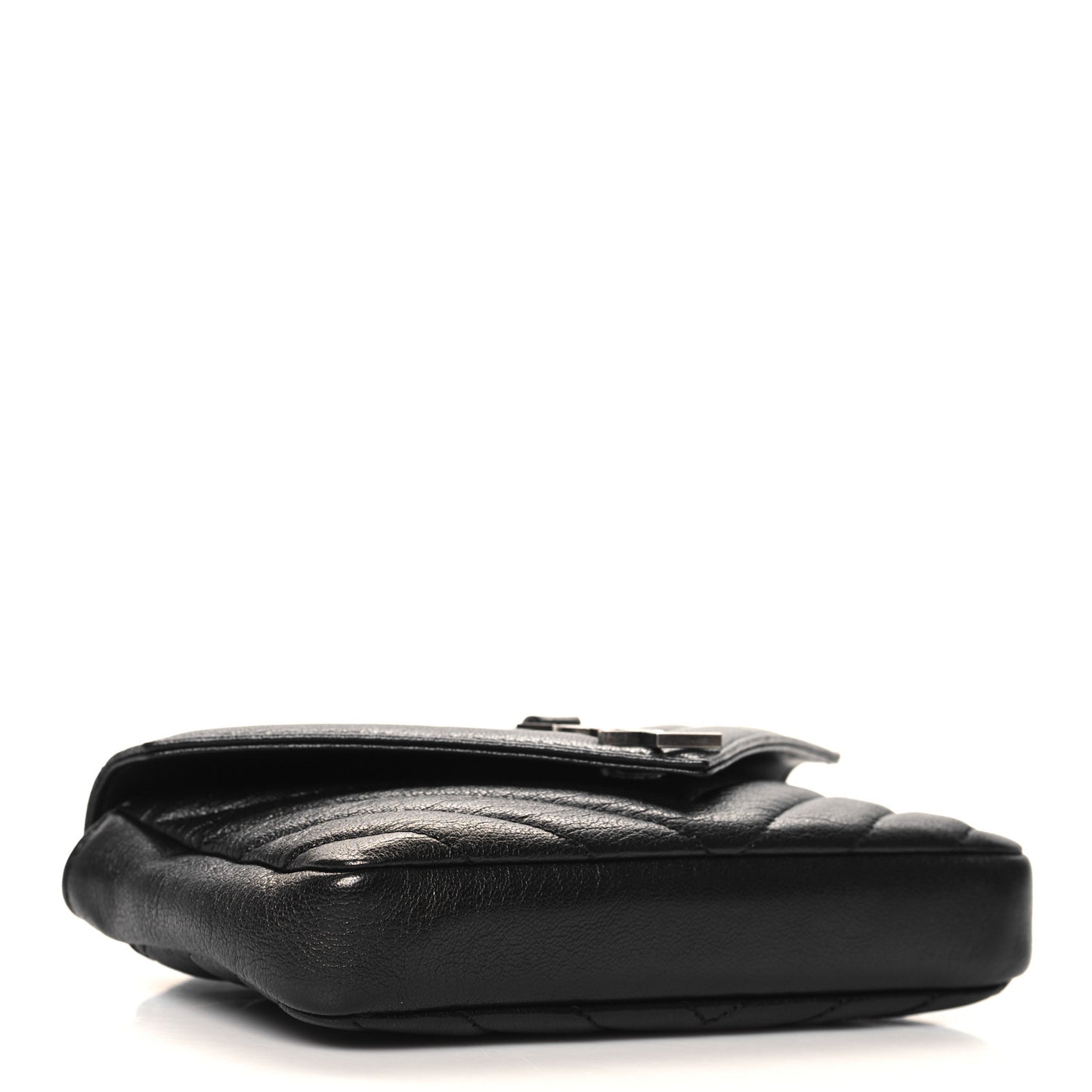 Sheepskin Matelasse Chevron Monogram College Chain Wallet Coal