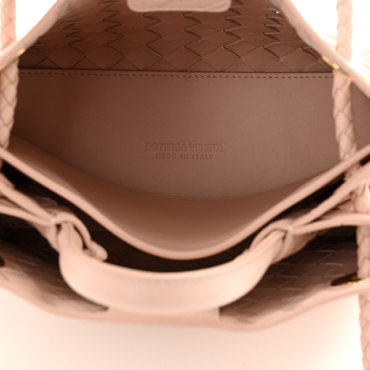Nappa Intrecciato Small Andiamo Shoulder Bag Nude