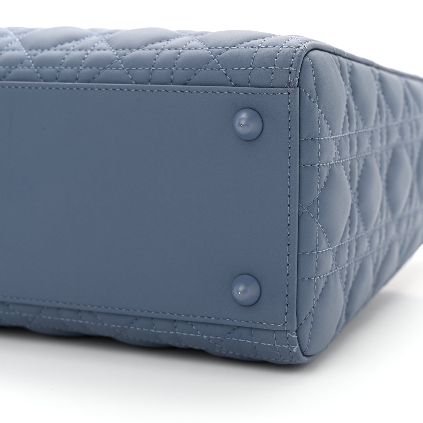 Ultra Matte Calfskin Cannage Large Lady Denim Blue