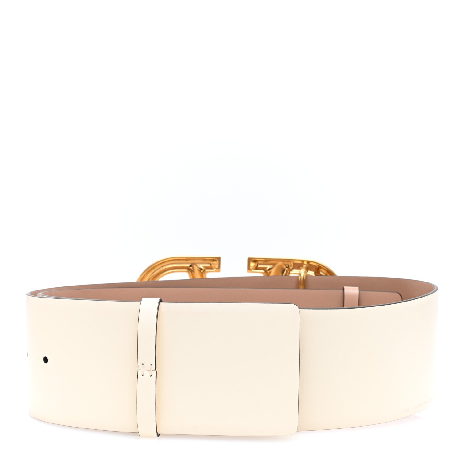 Valentino Garavani Glossy Calfskin VLogo Reversible 40mm Belt 75 30 Light Ivory Rose Cannelle 2 of 4