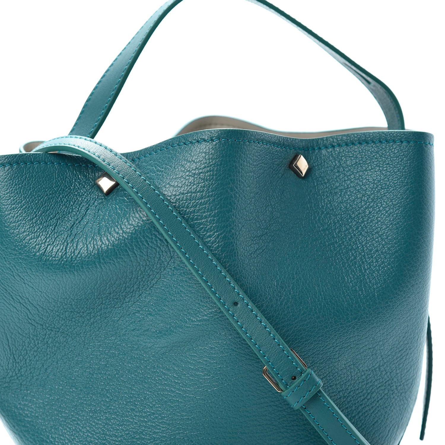 MCM Goatskin Milano Drawstring Mini Bag Deep Lagoon 8 of 11