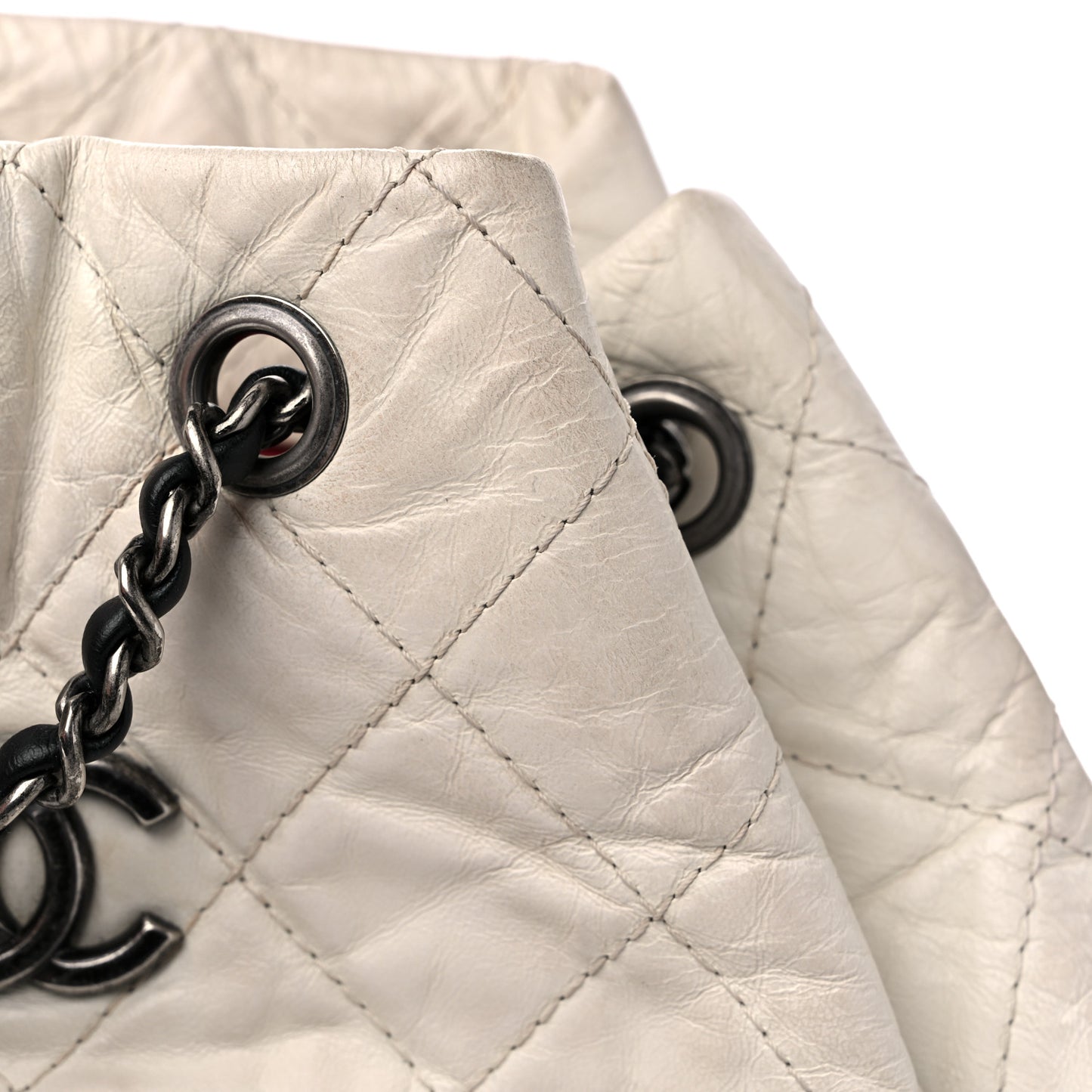 Aged Calfskin Quilted Small Gabrielle Backpack Black White