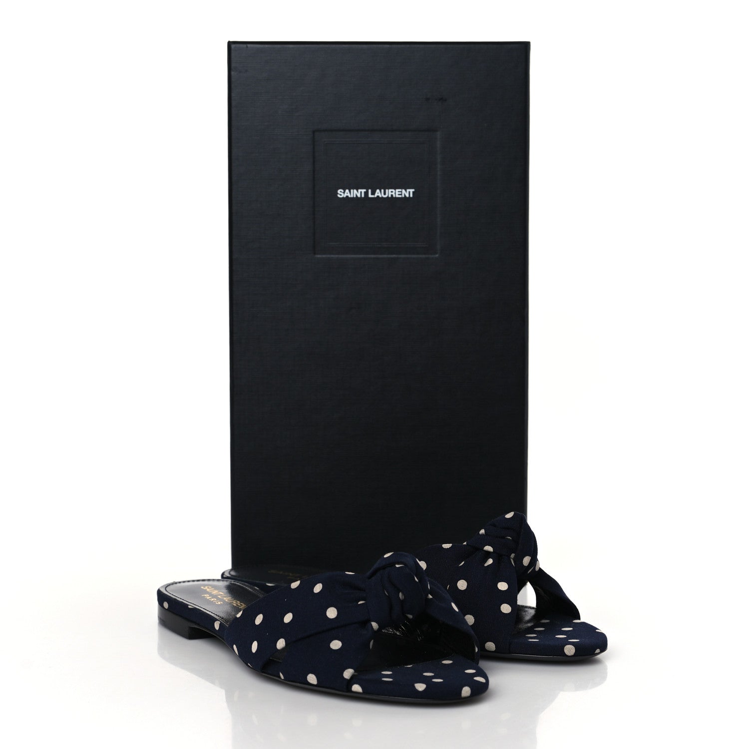 Saint Laurent Canvas Polka Dot Bianca Slide Sandals 36 Blue 9 of 9