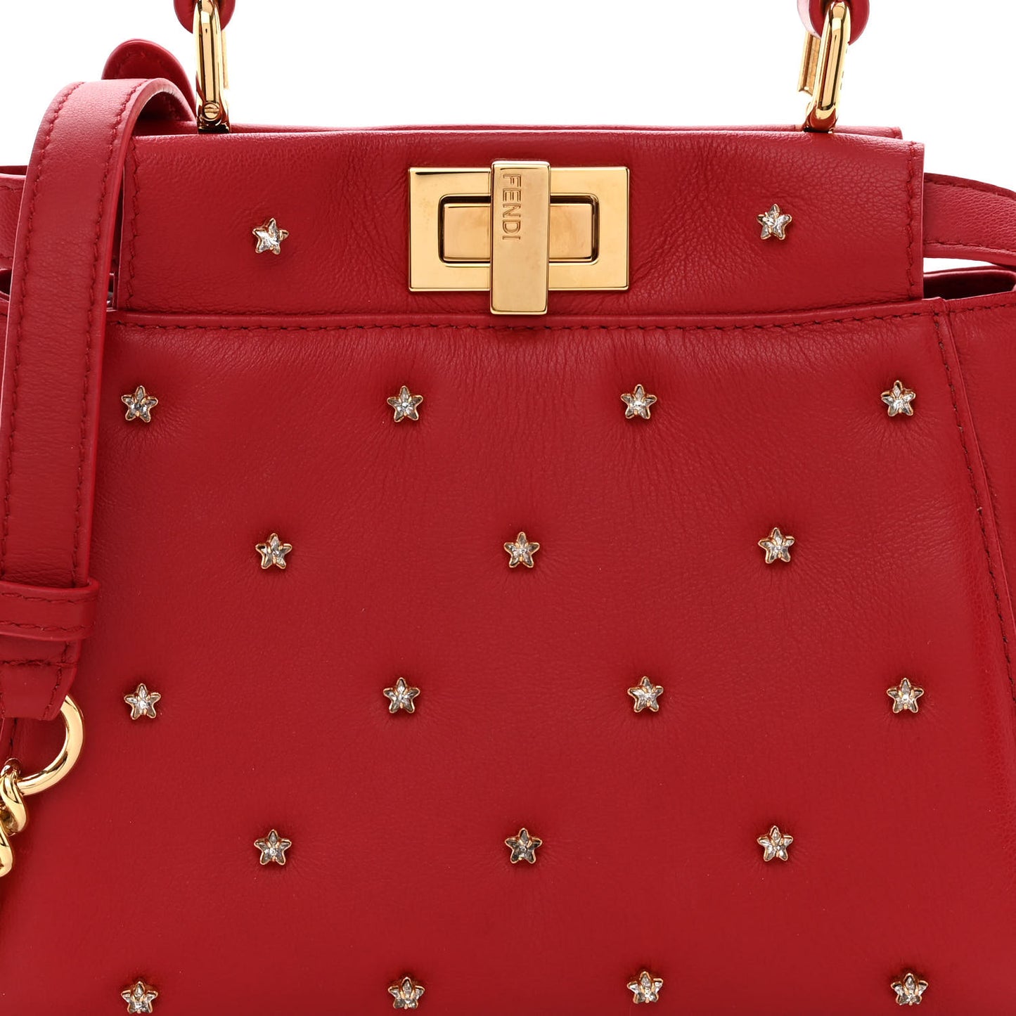 Nappa Crystal Stars Studded XS Peekaboo Iconic Satchel Fragola