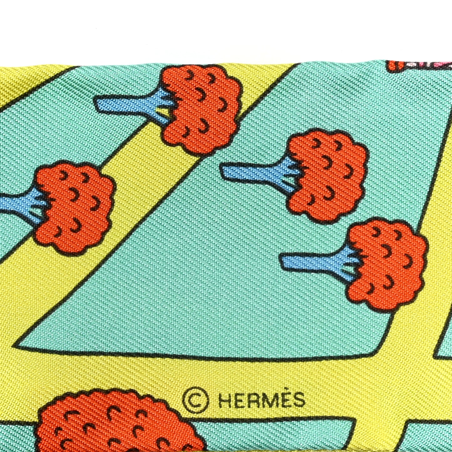 Silk Les Nouveaux Amoureux de Paris Twilly Vert D'eau Jaune Fluo Orange