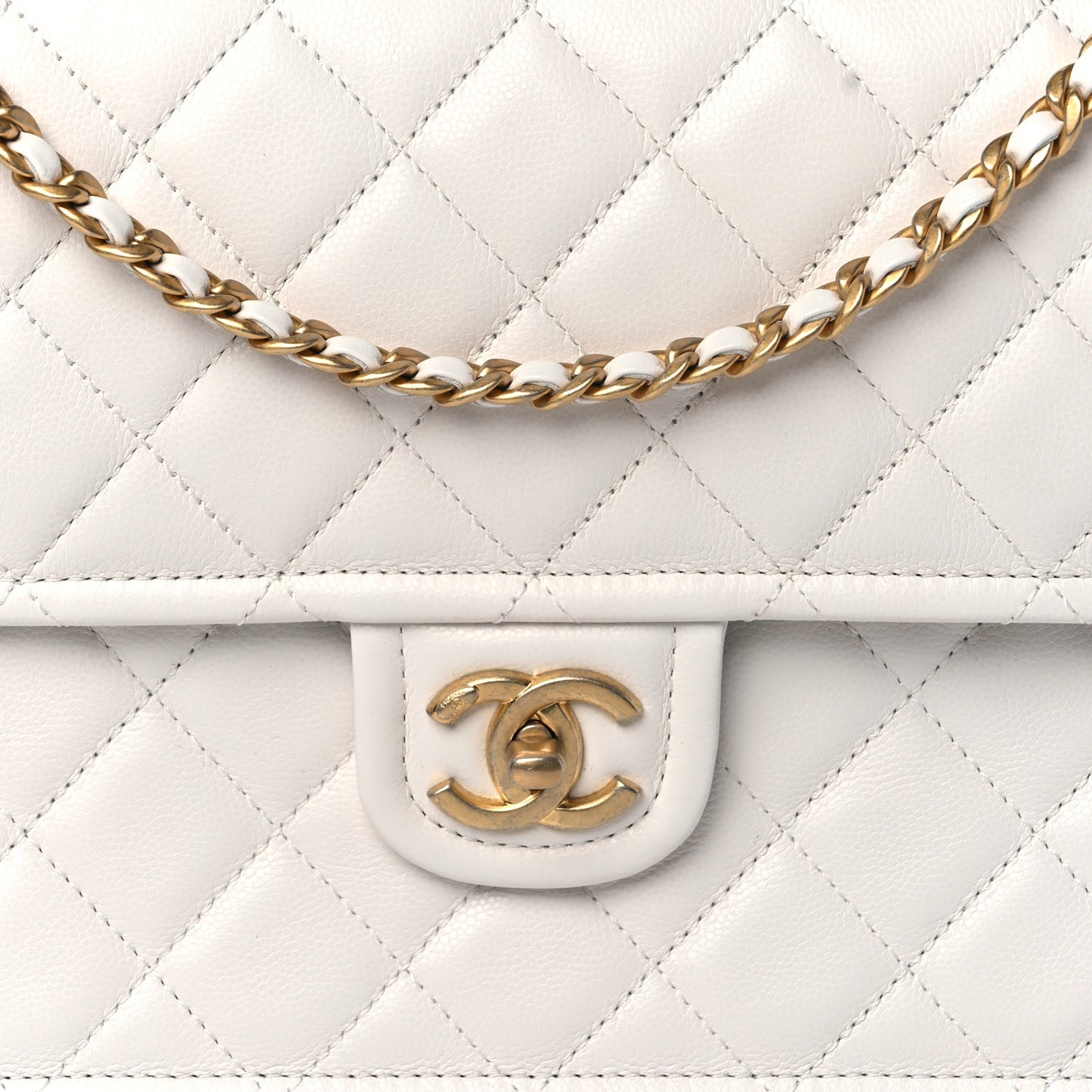 Caviar Quilted Large Sweet Classic Flap White