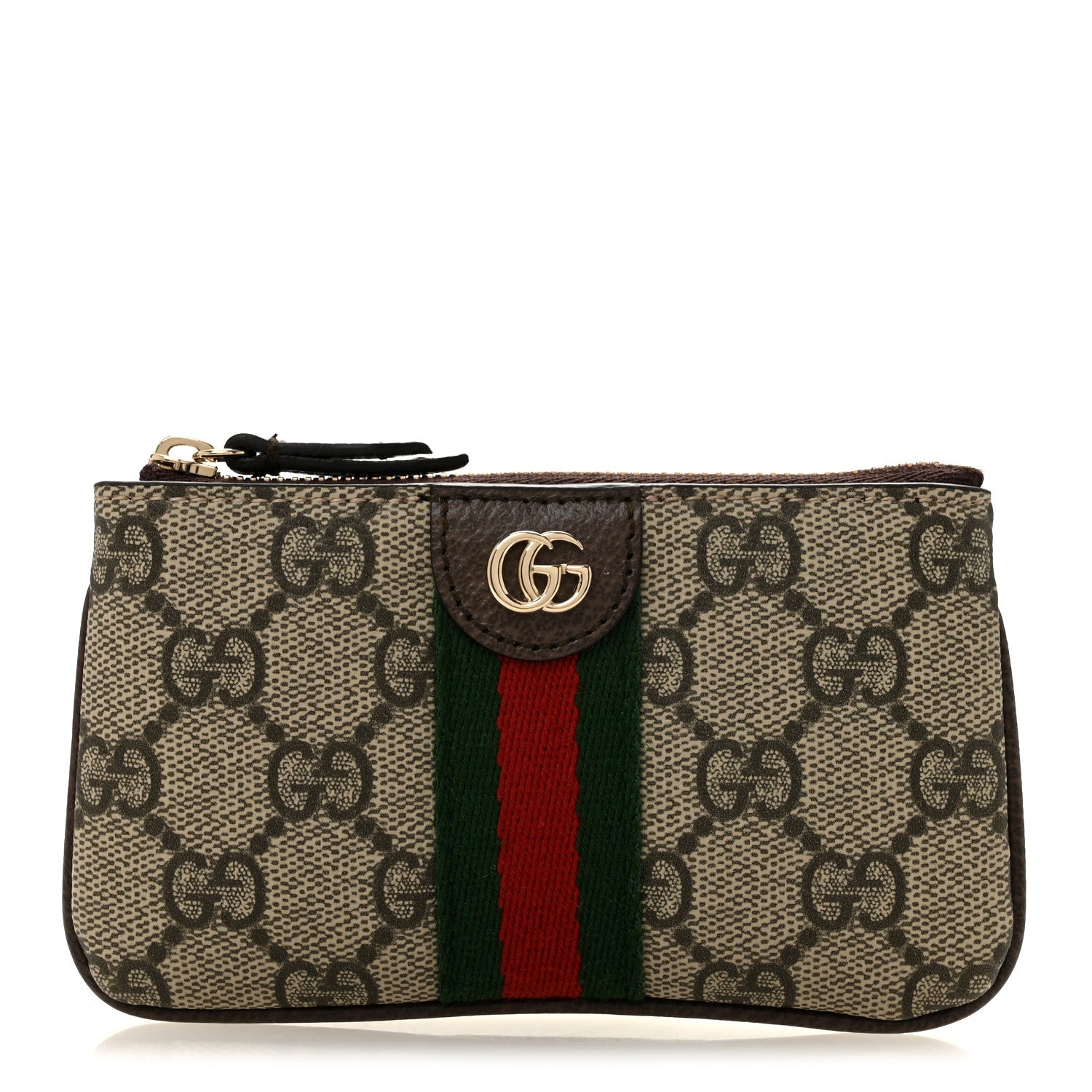 Gucci GG Supreme Monogram Web Ophidia Zip Key Pouch Brown 1918133
