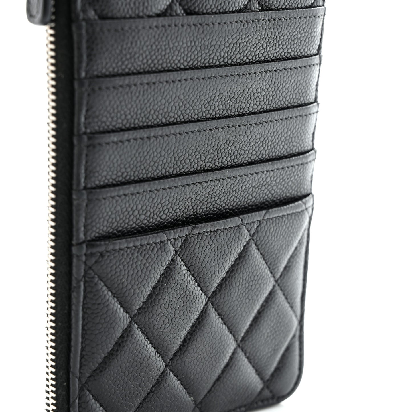 Caviar Quilted Classic Flat Wallet Pouch Black