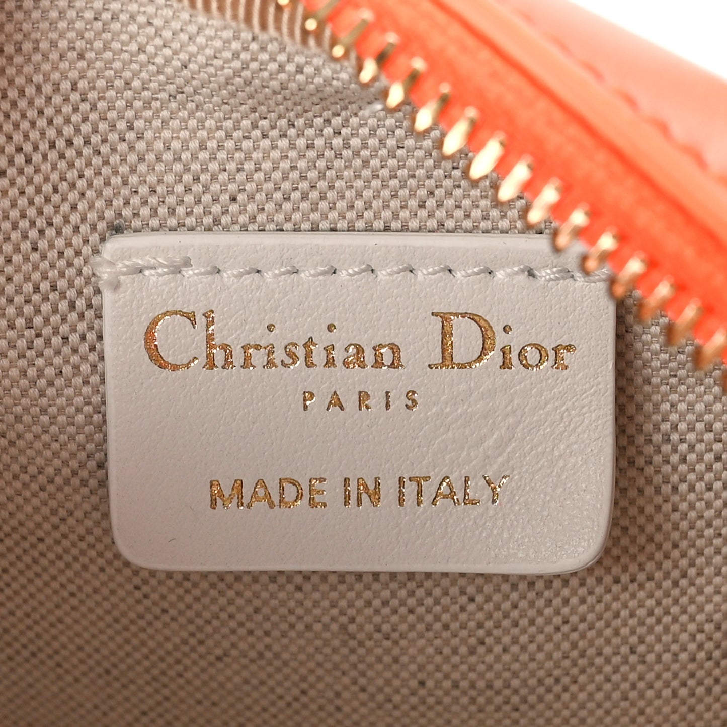 Calfskin Micro Dior Vibe Zip Bowling Bag Orange White