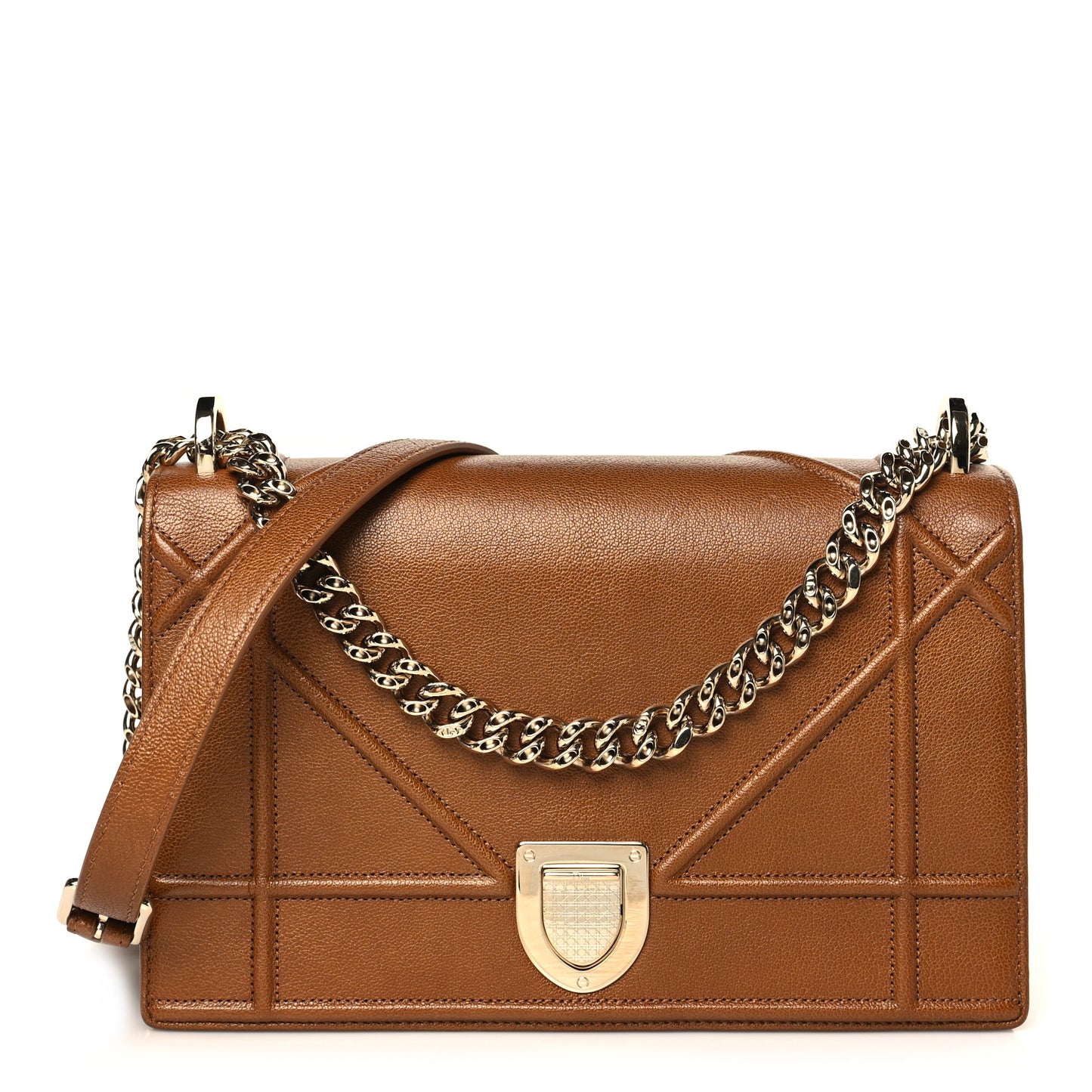 Grained Calfskin Medium Diorama Flap Bag Brown