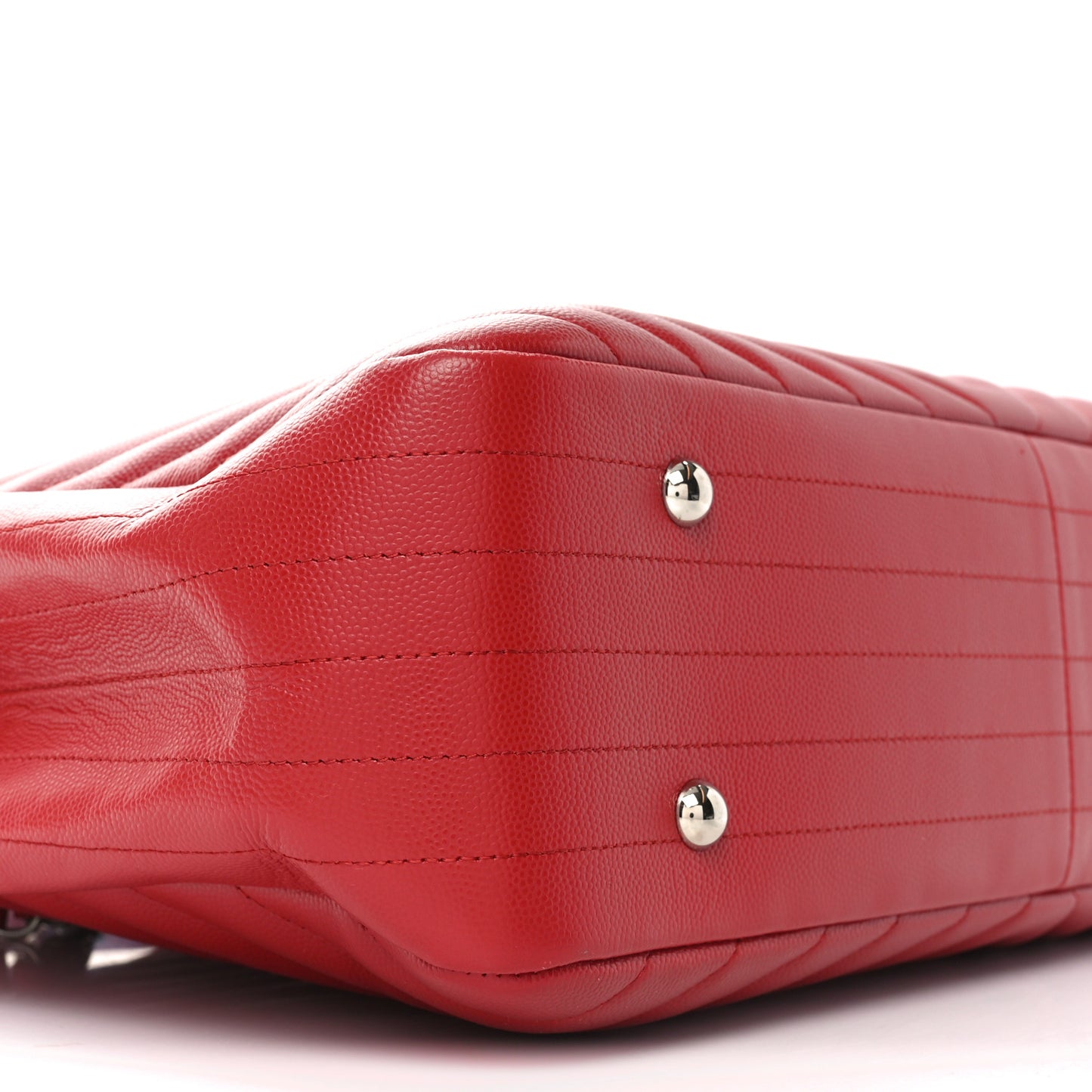 Caviar Chevron Quilted Large Coco Handle Shopping Tote Red