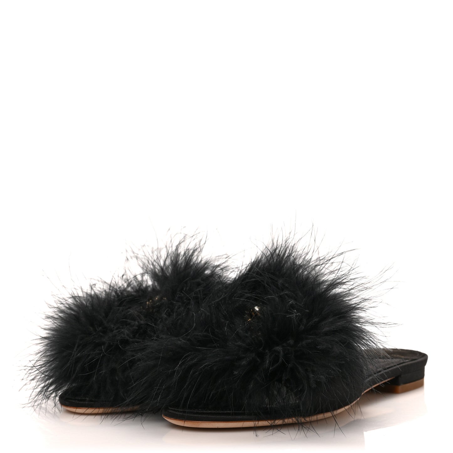 Fur Crystal LV Marilyn Flat Mule 36 Black