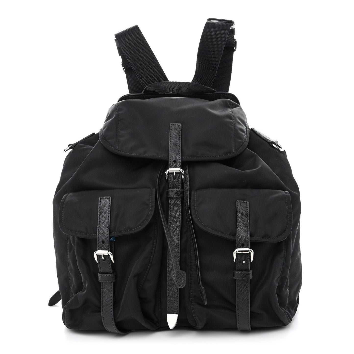 Nylon Vela Saffiano Medium Backpack Black