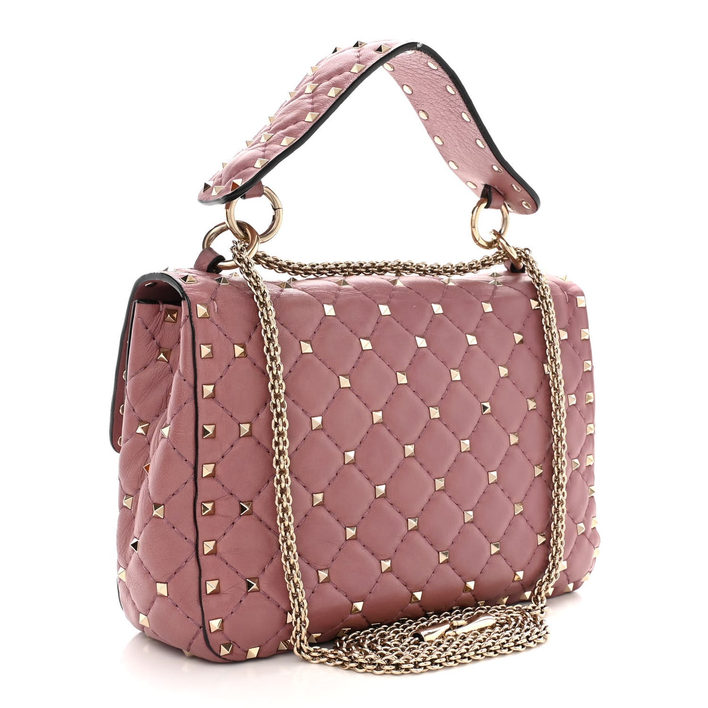 Lambskin Medium Rockstud Spike Shoulder Bag Antique Rose