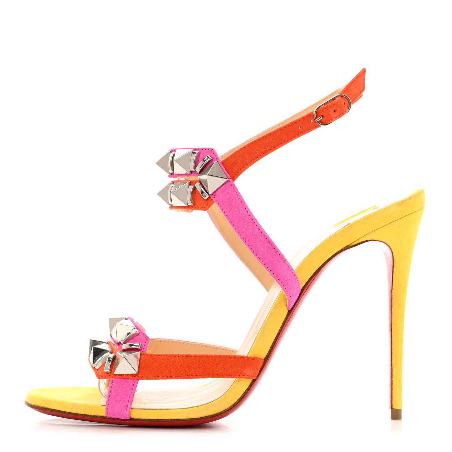 Suede Calfskin Studded Galerietta 100 Sandals 38 Version Multicolor