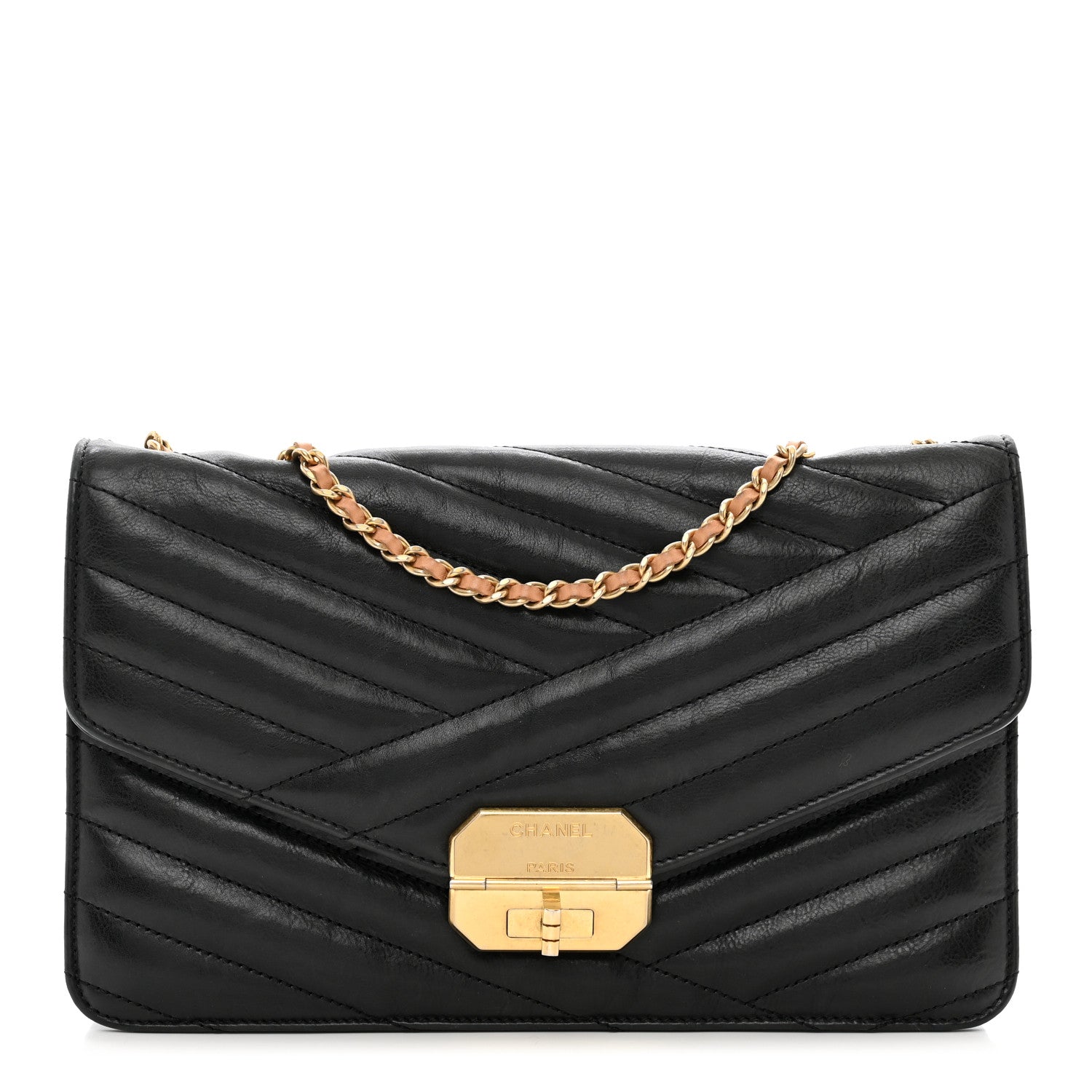 Chanel Calfskin Gabrielle Chevron Flap Black 1 of 12