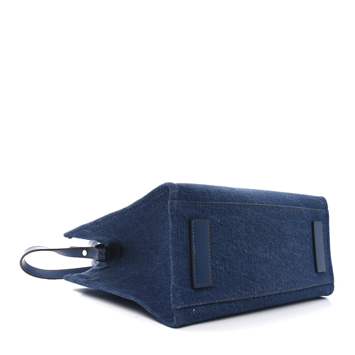 Denim Calfskin La Medusa Small Tote Bag Blue