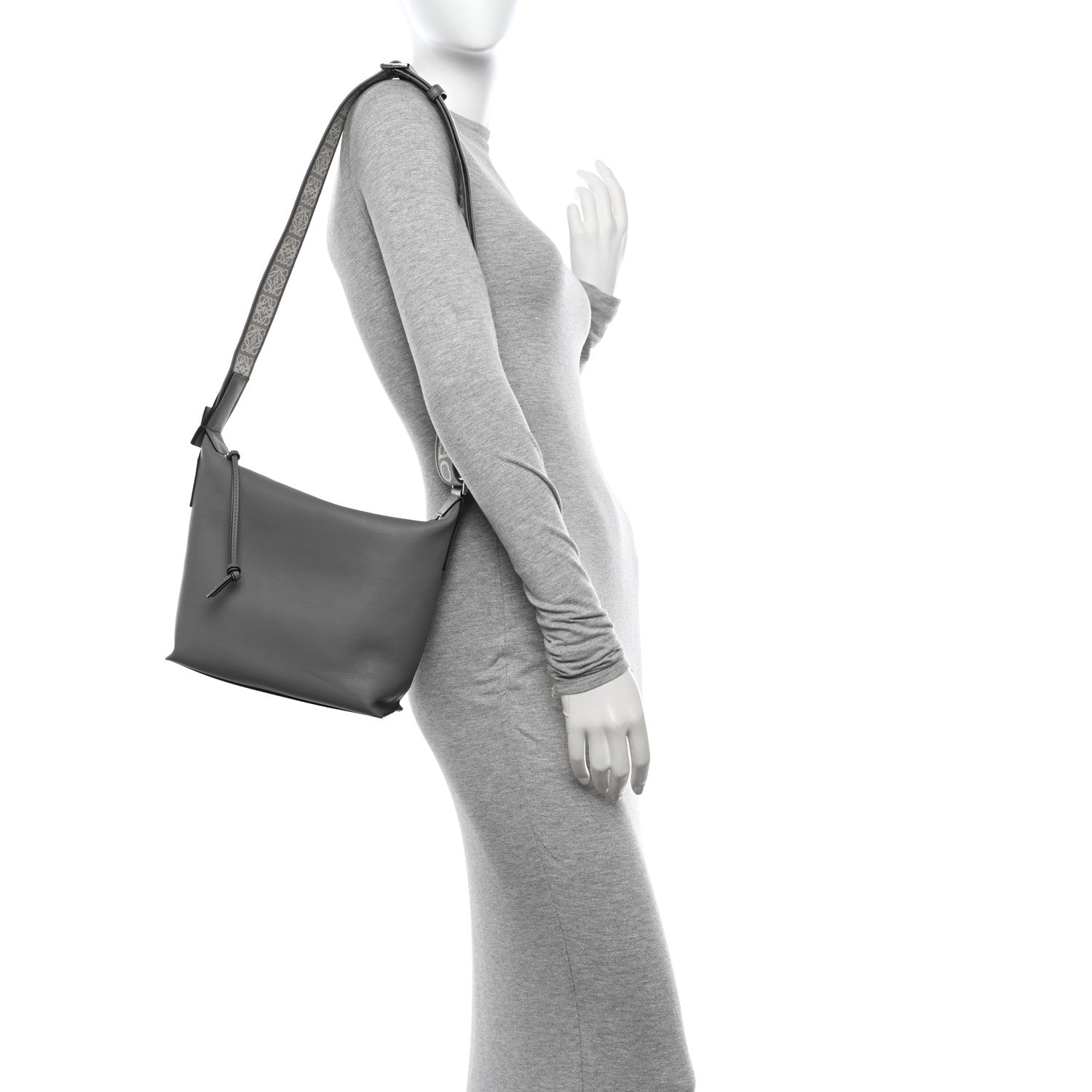 Loewe Supple Smooth Calfskin Jacquard Small Cubi Crossbody Bag Asphalt Grey 2 of 12
